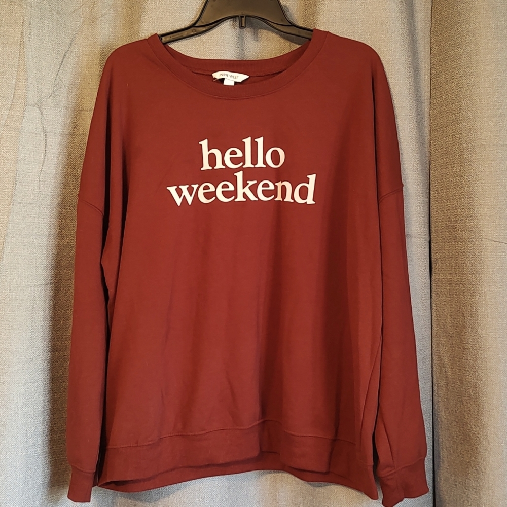 Nine West "Hello Weekend" Rust Colored Crew Neck Sweatshirt Sz 2XL